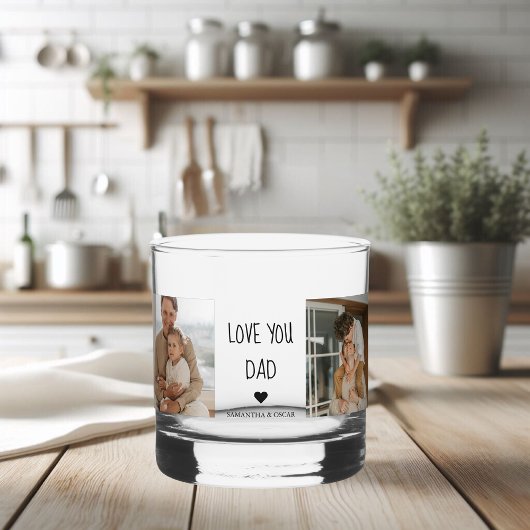 Moderne collage foto's en liefde van je vader Gift Whisky Glas