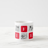 Moderne collage foto's en rode cadeautjes voor lie espresso kop (Voorkant)