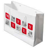 Moderne collage foto's en rode cadeautjes voor lie groot cadeauzakje (Voorkant Gekanteld)