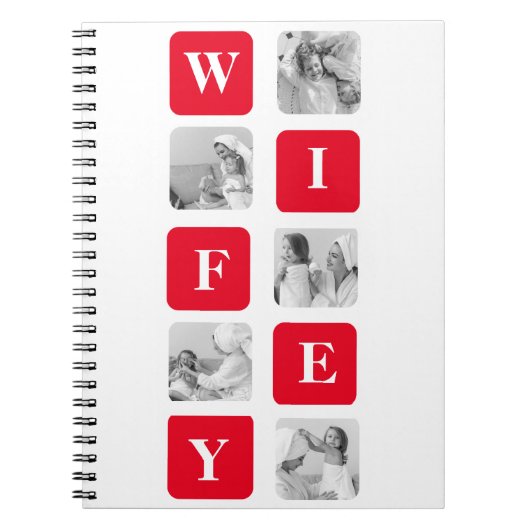 Moderne collage foto's en rode cadeautjes voor lie notitieboek (Voorkant)