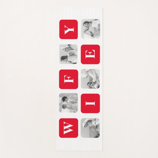 Moderne collage foto's en rode cadeautjes voor lie yogamat (Voorkant)