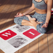 Moderne collage foto's en rode cadeautjes voor lie yogamat