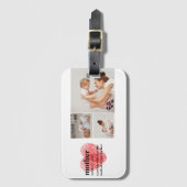 Moderne collage foto's en rode hartritme bagagelabel (Voorkant (verticaal))