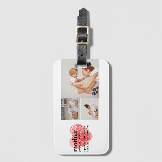 Moderne collage foto's en rode hartritme bagagelabel (Voorkant (verticaal))