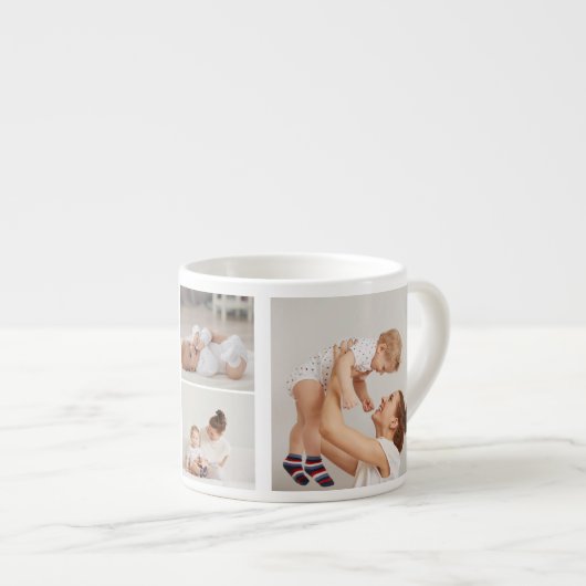 Moderne collage foto's en rode hartritme espresso kop (Voorkant rechts)