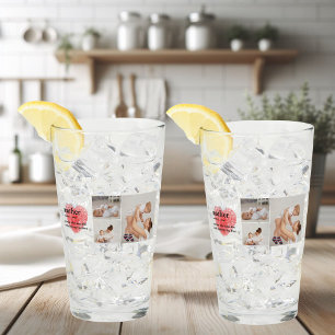 Moderne collage foto's en rode hartritme glas