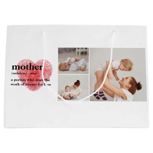 Moderne collage foto's en rode hartritme groot cadeauzakje (Voorkant)