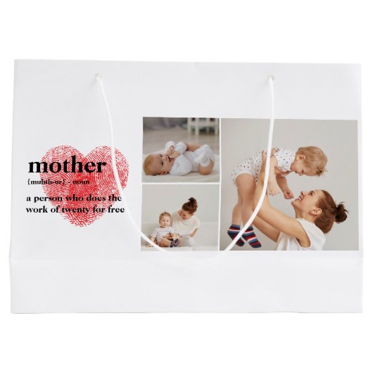 Moderne collage foto's en rode hartritme groot cadeauzakje (Achterkant)