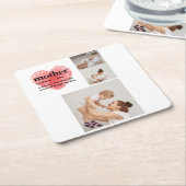 Moderne collage foto's en rode hartritme kartonnen onderzetters (Schuin)