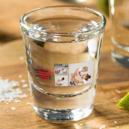 Moderne collage foto's en rode hartritme shot glas