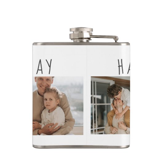 Moderne collage foto's & Happy Fathers Day Best Gi Heupfles (Achterkant)