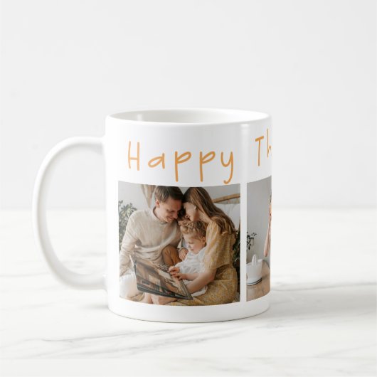 Moderne collage foto's & Happy Thanksgiving Koffiemok (Links)