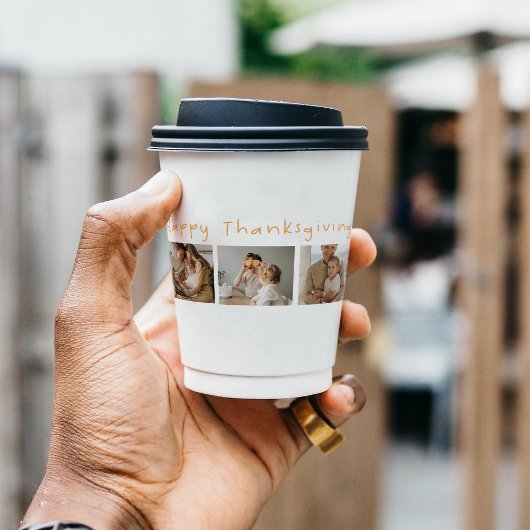 Moderne collage foto's & Happy Thanksgiving Papieren Bekers