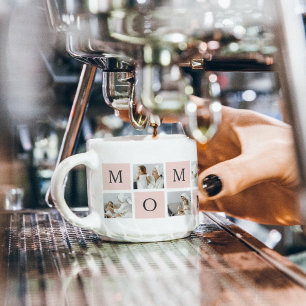 Moderne collage foto's & pastel roze mammie Gift Espresso Kop