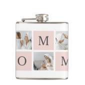 Moderne collage foto's & pastel roze mammie Gift Heupfles (Voorkant)