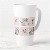Moderne collage foto's & pastel roze mammie Gift Latte Mok (Rechterhoek)