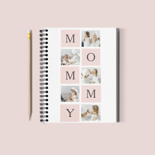 Moderne collage foto's & pastel roze mammie Gift Notitieboek