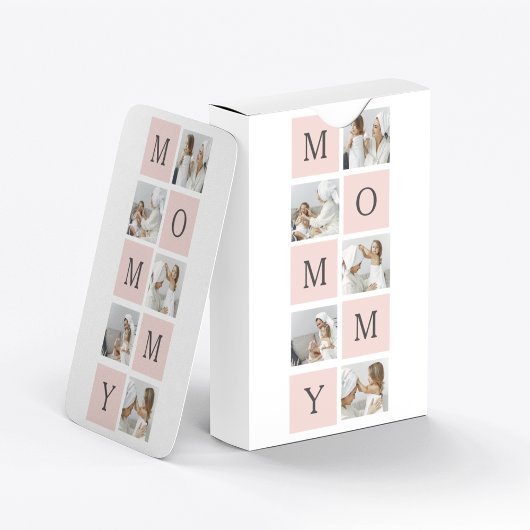 Moderne collage foto's & pastel roze mammie Gift Pokerkaarten