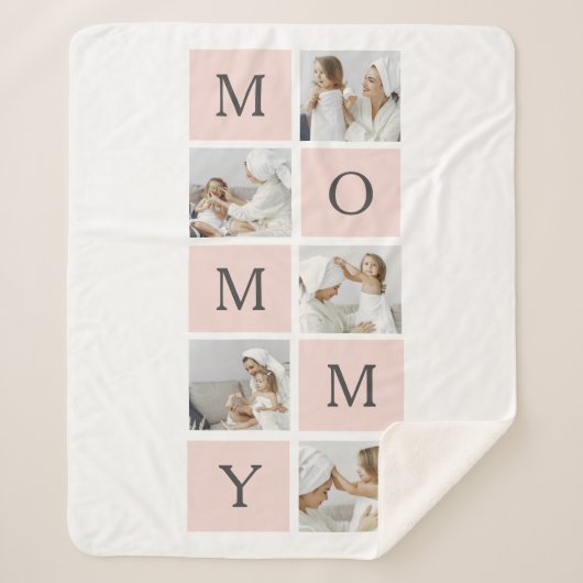 Moderne collage foto's & pastel roze mammie Gift Sherpa Deken (Voorkant)