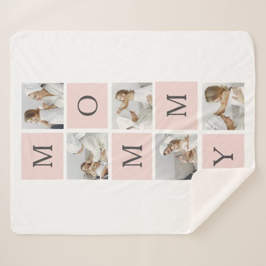 Moderne collage foto's & pastel roze mammie Gift Sherpa Deken (Voorkant (horizontaal))