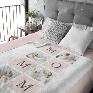 Moderne collage foto's & pastel roze mammie Gift Sherpa Deken