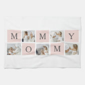 Moderne collage foto's & pastel roze mammie Gift Theedoek (Horizontaal)