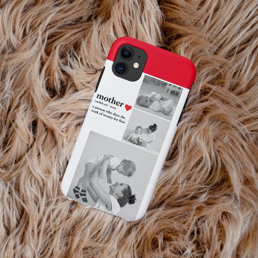 Moderne collage foto's & tekst rood hart moedercad Case-Mate iPhone case