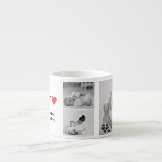 Moderne collage foto's & tekst rood hart moedercad espresso kop (Voorkant)