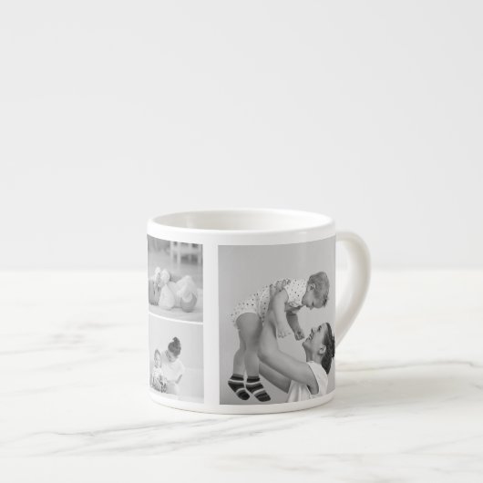 Moderne collage foto's & tekst rood hart moedercad espresso kop (Voorkant rechts)