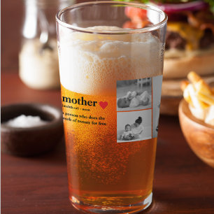 Moderne collage foto's & tekst rood hart moedercad glas