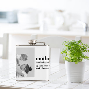 Moderne collage foto's & tekst rood hart moedercad heupfles