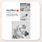Moderne collage foto's & tekst rood hart moedercad kartonnen onderzetters (Voorkant)
