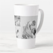 Moderne collage foto's & tekst rood hart moedercad latte mok (Rechterhoek)