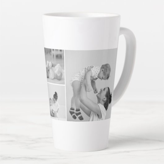 Moderne collage foto's & tekst rood hart moedercad latte mok (Rechterhoek)