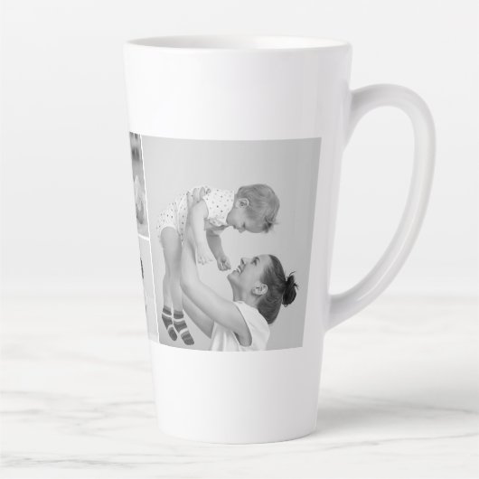 Moderne collage foto's & tekst rood hart moedercad latte mok (Rechts)