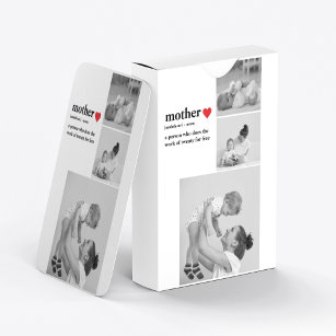 Moderne collage foto's & tekst rood hart moedercad pokerkaarten