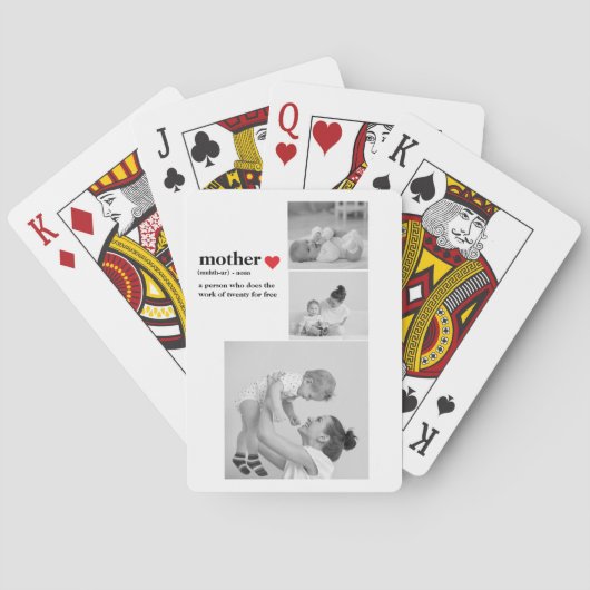 Moderne collage foto's & tekst rood hart moedercad pokerkaarten (Achterkant)