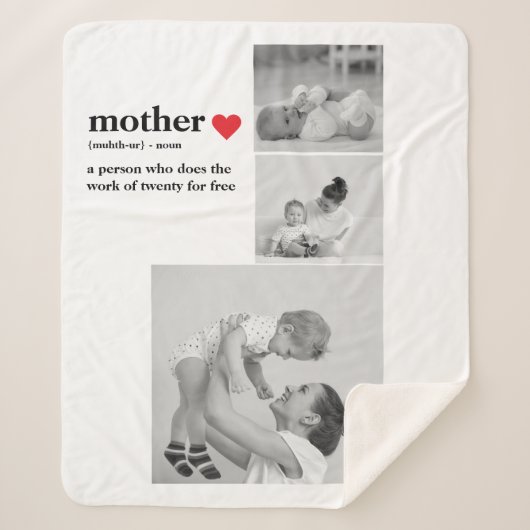 Moderne collage foto's & tekst rood hart moedercad sherpa deken (Voorkant)