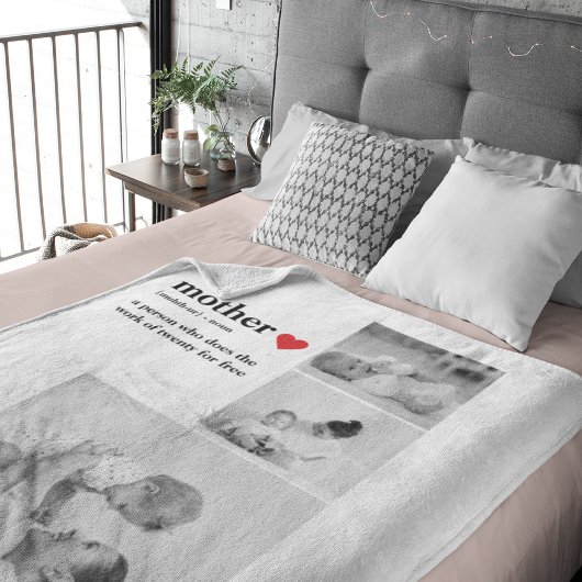 Moderne collage foto's & tekst rood hart moedercad sherpa deken