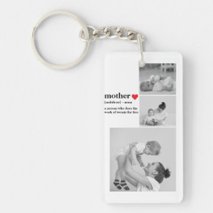 Moderne collage foto's & tekst rood hart moedercad sleutelhanger