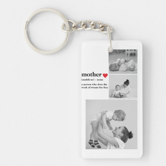 Moderne collage foto's & tekst rood hart moedercad sleutelhanger (Voorkant)