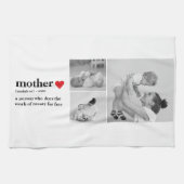 Moderne collage foto's & tekst rood hart moedercad theedoek (Horizontaal)