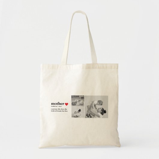 Moderne collage foto's & tekst rood hart moedercad tote bag (Voorkant)