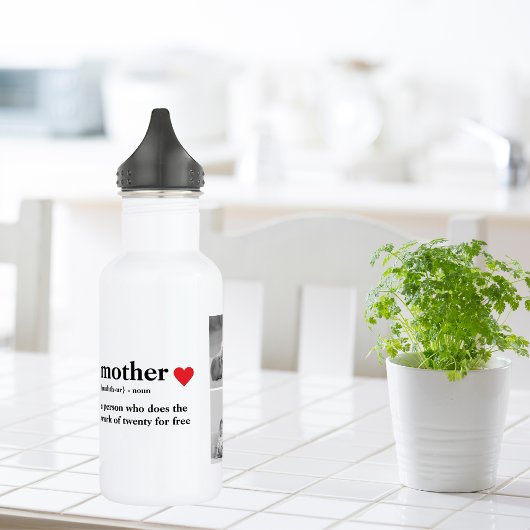 Moderne collage foto's & tekst rood hart moedercad waterfles