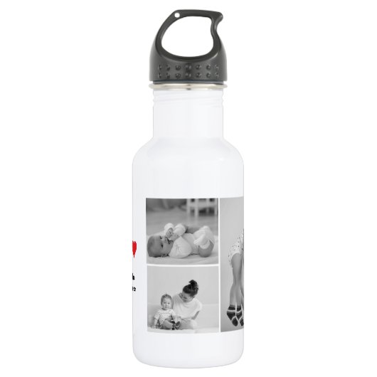 Moderne collage foto's & tekst rood hart moedercad waterfles  (Voorkant)