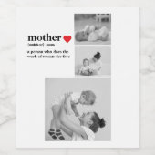 Moderne collage foto's & tekst rood hart moedercad wijn etiket (Enkel label)