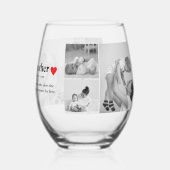 Moderne collage foto's & tekst rood hart moedercad wijnglas zonder voet (Achterkant)