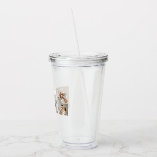 Moderne collage foto's & we houden van papa-cadeau acryl drinkbeker (Links)
