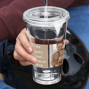 Moderne collage foto's & we houden van papa-cadeau acryl drinkbeker