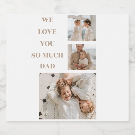 Moderne collage foto's & we houden van papa-cadeau bier etiket (Enkel label)